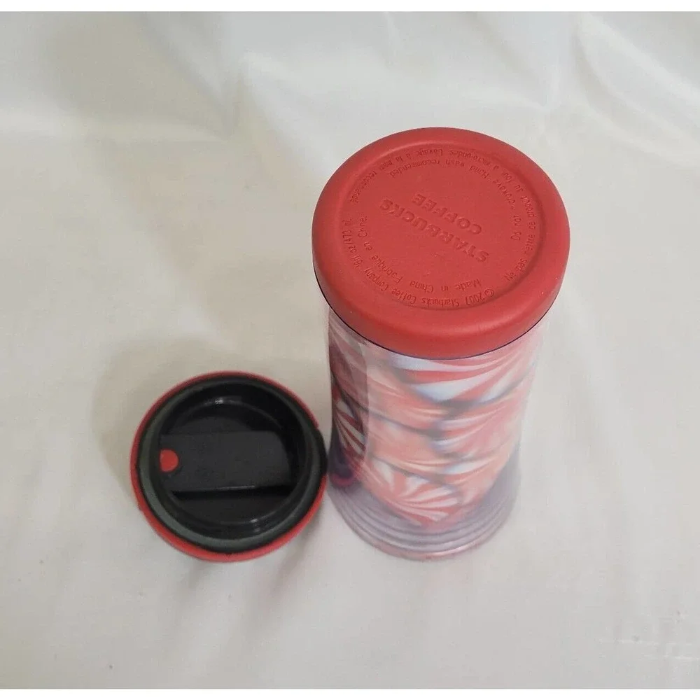 Starbucks 2007 Holographic Red & White Peppermint Candies Travel 16oz Coffee Mug